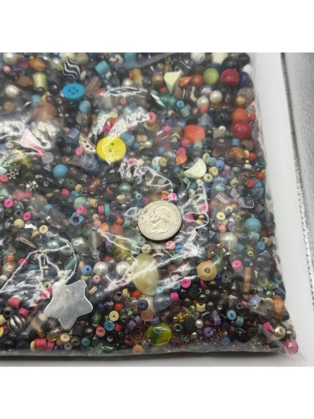 4lb Lot Of Mexed‎ Beads Glass, Metal, Plastic, Clay, Wood